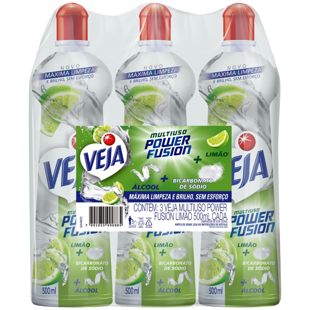 Pack Limpador Bicarbonato Com Álcool Limão Veja Power Fusion 3