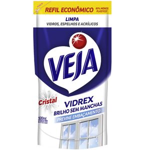 Limpa-Vidro Cristal Veja Vidrex Sachê 400ml Refil Econômico