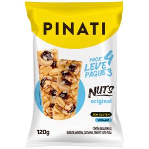 Pack Barra de Nuts Vegana Original Pinati Pacote 120g Leve 4 Pague 3 Unidades Embalagem Econômica