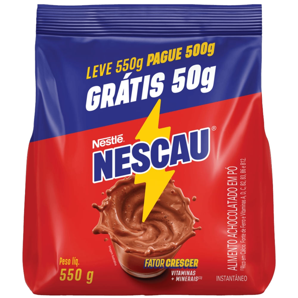 [Achocolatado Em Pó Nescau Leve 550g Pague 500g Grátis 50g Sachê ...