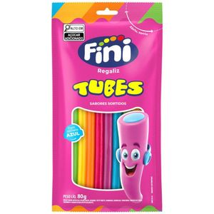 Bala Gelatina Tubes Arco-Íris Fini 80g