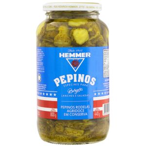 Pepino Em Conserva Em Rodelas Agridoce Hemmer Burgers Vidro 440g