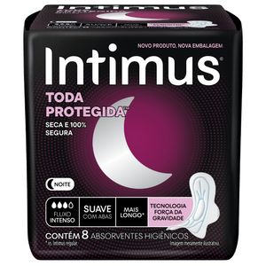 Absorvente Com Abas Noite Suave Intimus Toda Protegida Mais Longo Pacote 8 Unidades