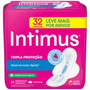 Absorvente Com Abas Seca Intimus Tripla Proteção Pacote 32 Unidades Leve Mais Pague Menos
