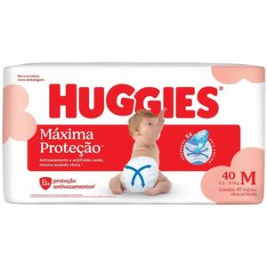 Fralda Descartável Infantil Huggies Máxima Proteção M Pacote 40 Unidades
