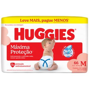 Fralda Descartável Infantil Huggies Máxima Proteção M Pacote 66 Unidades Leve Mais Pague Menos