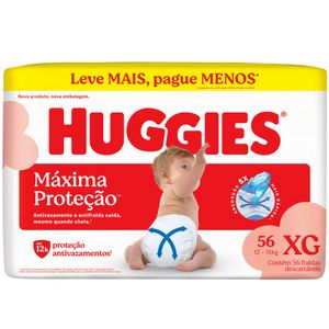 Fralda Descartável Infantil Huggies Máxima Proteção XG Pacote 56 Unidades Leve Mais Pague Menos