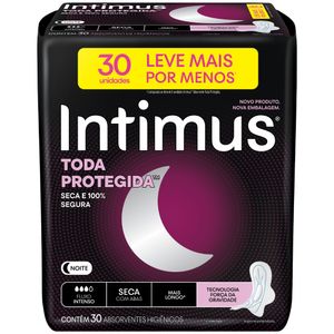 Absorvente Com Abas Noite Seca Intimus Toda Protegida Mais Longo Pacote 30 Unidades Leve Mais Pague Menos