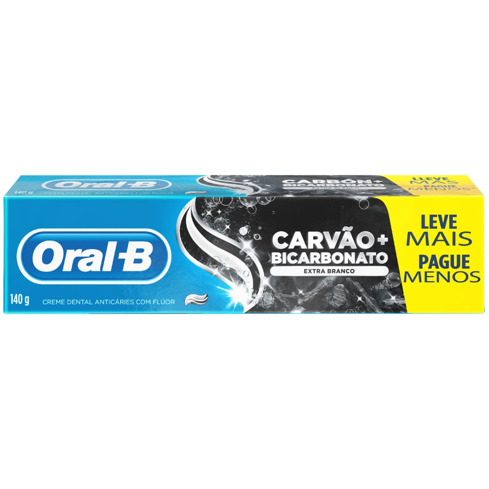 Creme Dental Bicarbonato De Sódio E Carvão Oral-B Extra Branco