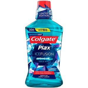 Enxaguante Bucal Zero Álcool Cold Mint Colgate Plax Ice Fusion Frasco Leve 500ml Pague 350ml