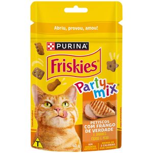 Petisco para Gatos Adultos com Frango, Fígado e Peru Purina Friskies Party Mix Pouch 40g