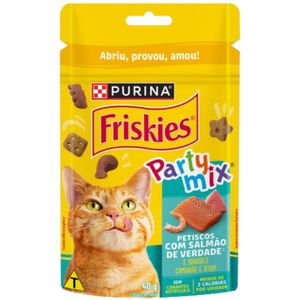 Petisco para Gatos Adultos Salmão, Camarão e Atum Purina Friskies Party Mix Pouch 40g
