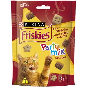 Petisco Para Gatos Adultos Cordeiro, Carne Suína E Carne Purina Friskies Party Mix Sachê 40g