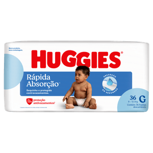 Fralda Descartável Infantil Huggies Rápida Absorção G Pacote 36 Unidades