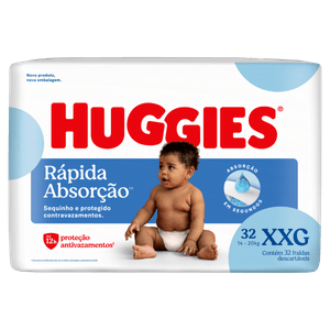 Fralda Descartável Infantil Huggies Rápida Absorção XXG Pacote 32 Unidades