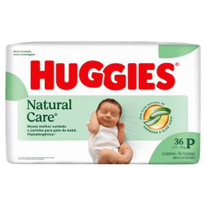 Fralda Descartável Recém-Nascido Huggies Natural Care P Pacote 36 Unidades