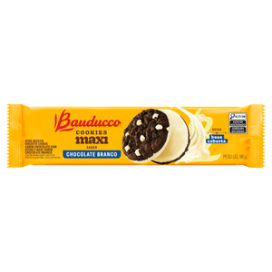 Biscoito Cookie Chocolate Com Gotas E Cobertura Chocolate Branco Bauducco Maxi Pacote 96g