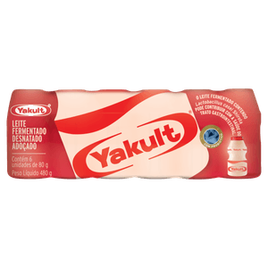 Pack Leite Fermentado Desnatado Yakult Frasco 480g 6 Unidades