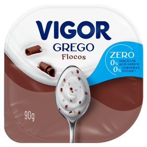 Iogurte Desnatado Grego Flocos Vigor Pote 90g