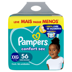 Fralda Descartável Infantil Pampers Confort Sec XXG Pacote 56 Unidades