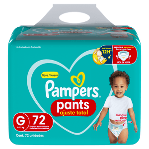 Fralda Descartável Infantil Pants Pampers Ajuste Total G Pacote 72 Unidades