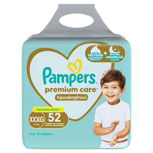 Fralda Descartável Infantil Pampers Premium Care XXXG Pacote 52 Unidades