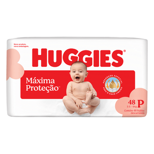 Fralda Descartável Infantil Huggies Máxima Proteção P Pacote 48 Unidades