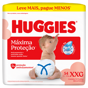 Fralda Descartável Infantil Huggies Máxima Proteção XXG Pacote 54 Unidades Leve Mais Pague Menos