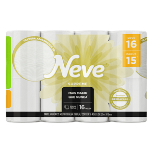 Papel Higiênico Supreme Neve 20m Leve 16 Pague 15  Folha Tripla