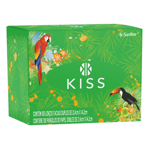 Lenço De Papel Folha Dupla Kiss Caixa 100 Folhas