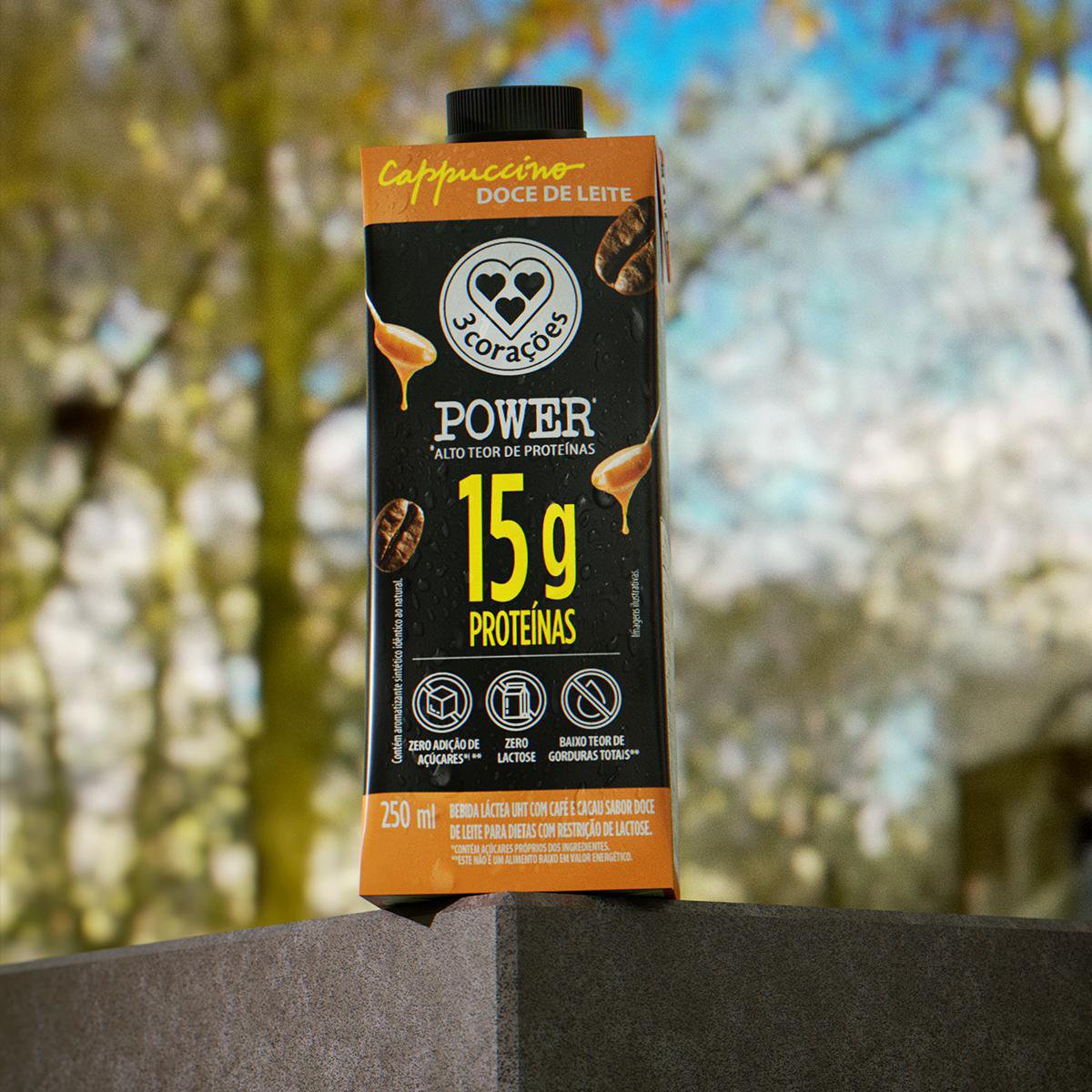 Bebida Láctea 15g Cappuccino Doce De Leite 3 Corações Power 250ml
