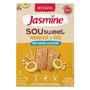 Biscoito Vegano Integral Maracujá e Chia Zero Açúcar Jasmine Sou Sweet 75g